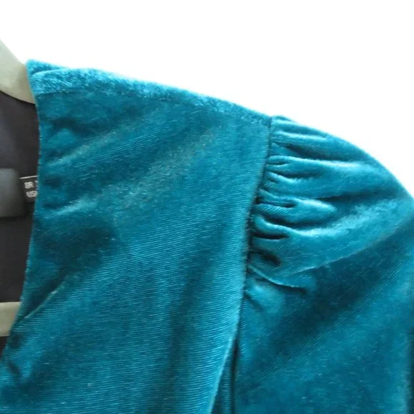 PATBO Velvet Ruched Mini Dress in Azure Blue - Size US 0 - Picture 5 of 15